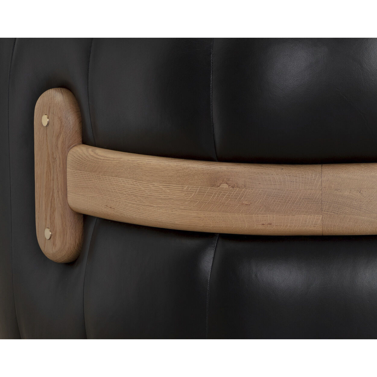 Tadeo Rustic Oak / Vintage Black Night Leather Swivel Lounge Chair, Swivel